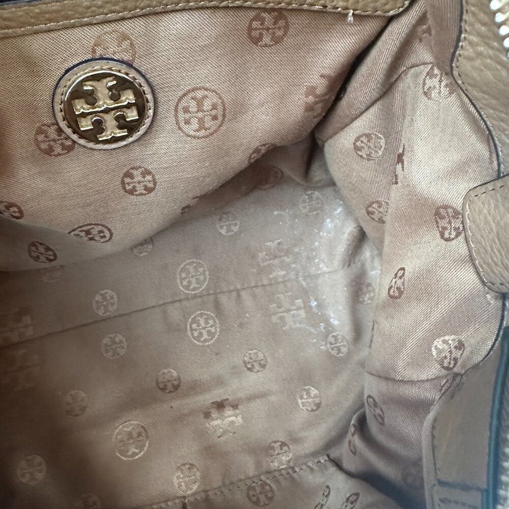Tory Burch Thea Leather Satchel Top Handle Tan/Brown Gold Hardware - Picture 7 of 14